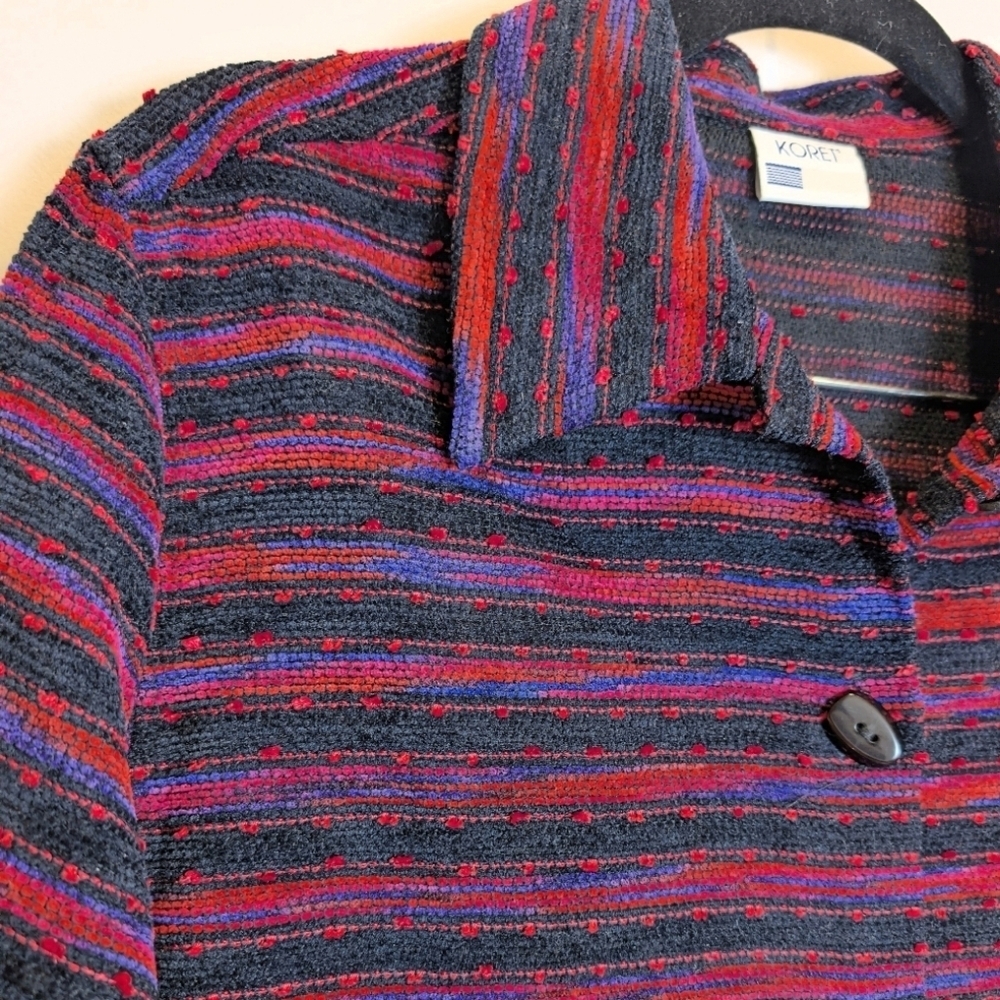 Koret Vintage Pink Purple Red Black Textured Button-Down Blazer Size Large - Picture 3 of 6
